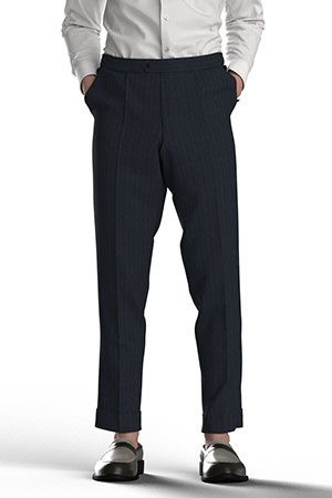 BASIC SELECTION STRECH ライトネイビー チョークストライプ(AK102291)