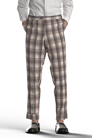 BASIC SELECTION STRECH ベージュ格子柄(AK102292)