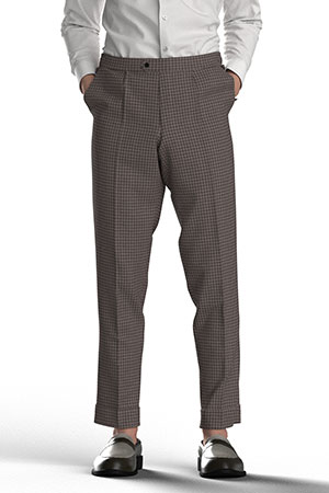 BASIC SELECTION STRECH ブラウン チェック(AK102297)